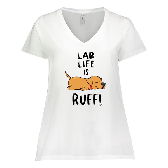 Inktastic Lab Life is Ruff Yellow Lab Women's Plus Size V-Neck T-Shirt