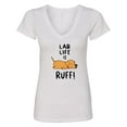 thumbnail image 1 of Inktastic Lab Life is Ruff Yellow Lab Women's V-Neck T-Shirt, 1 of 5