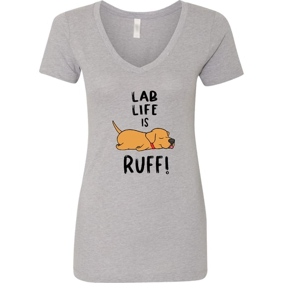 Inktastic Lab Life is Ruff Yellow Lab Women's V-Neck T-Shirt