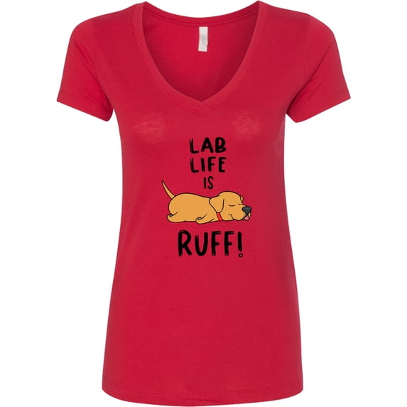 Inktastic Lab Life is Ruff Yellow Lab Women's V-Neck T-Shirt