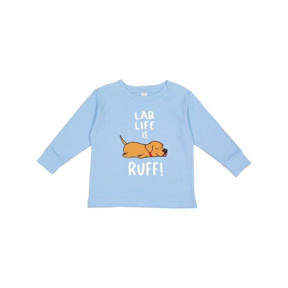 Inktastic Lab Life is Ruff Yellow Labrador Boys or Girls Long Sleeve Toddler T-Shirt