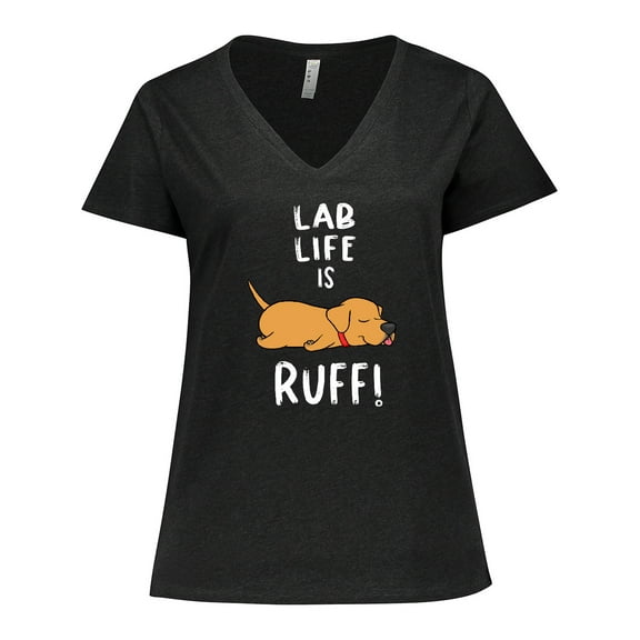 Inktastic Lab Life is Ruff Yellow Labrador Women's Plus Size V-Neck T-Shirt