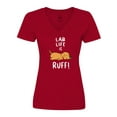 thumbnail image 1 of Inktastic Lab Life is Ruff Yellow Labrador Women's V-Neck T-Shirt, 1 of 5