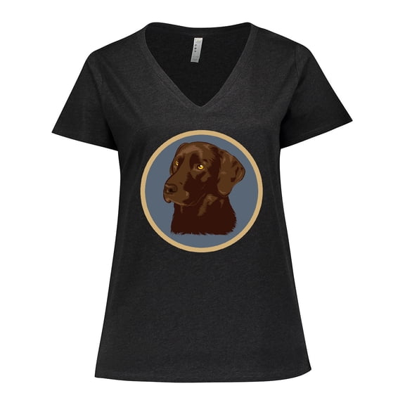 Inktastic Labrador Retriever Chocolate Lab Dog Women's Plus Size V-Neck T-Shirt