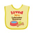 thumbnail image 1 of Inktastic Labrador Retriever Loved by a Boys or Girls Baby Bib, 1 of 4