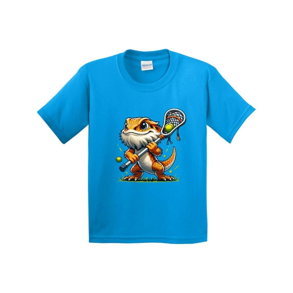 Inktastic Lacrosse Funny Bearded Dragon Youth T-Shirt
