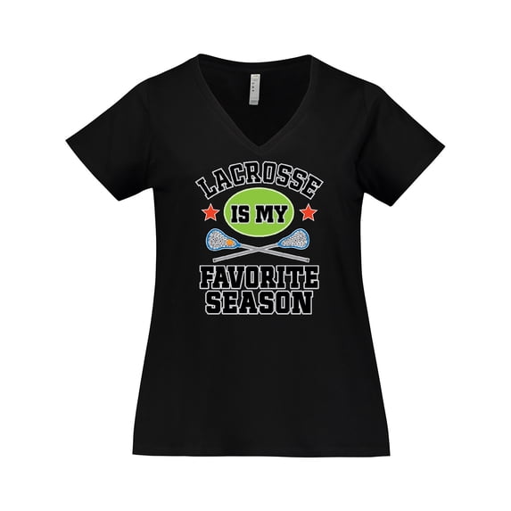 Inktastic Lacrosse Is My Favorite Season Women's Plus Size V-Neck T-Shirt
