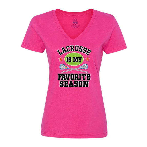 Inktastic Lacrosse Is My Favorite Season Women's V-Neck T-Shirt