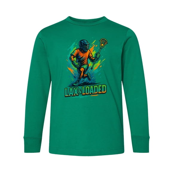 Inktastic Lacrosse Lax & Loaded Vibrant Sports Art Long Sleeve Youth T-Shirt