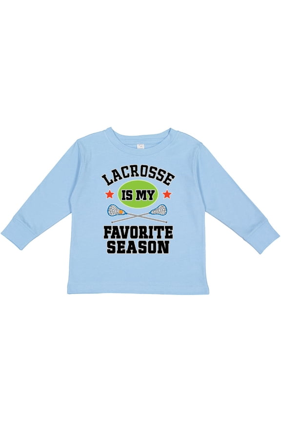 Lacrosse is My Favorite Season Boys or Girls Long Sleeve Toddler T-Shirt