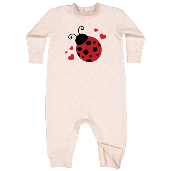 Inktastic Lady Bug and Hearts Baby Fleece Romper