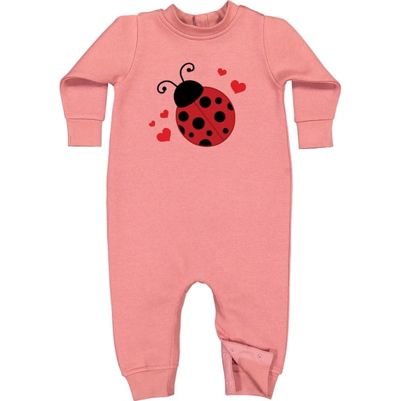 Inktastic Lady Bug and Hearts Baby Fleece Romper