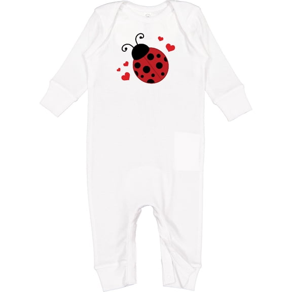 Inktastic Lady Bug and Hearts Baby Romper Coveralls
