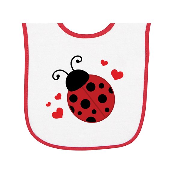 Inktastic Lady Bug and Hearts Baby Terry Cloth Bib