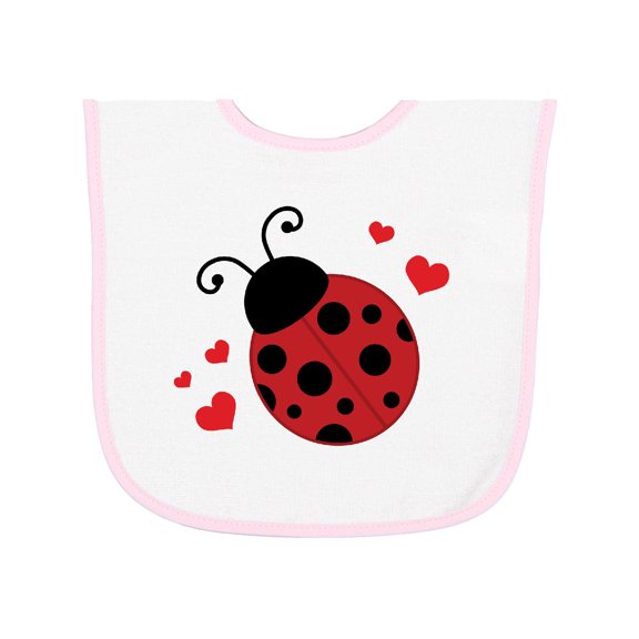 Inktastic Lady Bug and Hearts Baby Terry Cloth Bib
