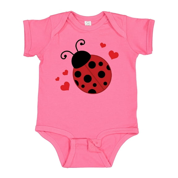 Inktastic Lady Bug and Hearts Girls Baby Bodysuit