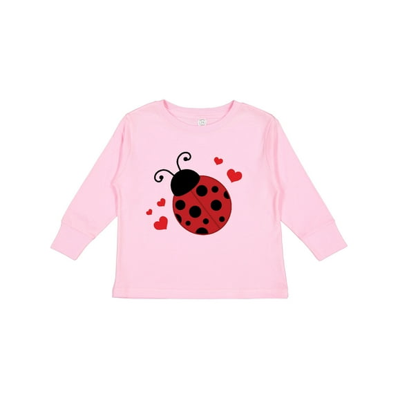 Inktastic Lady Bug and Hearts Girls Long Sleeve Toddler T-Shirt