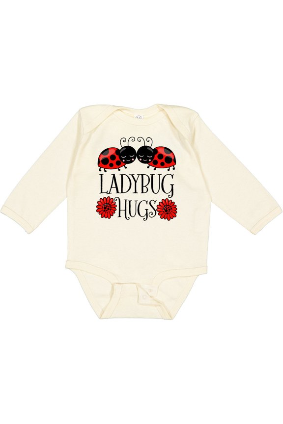 Ladybug Hugs Cute Pair of Ladybugs Boys or Girls Long Sleeve Baby Bodysuit