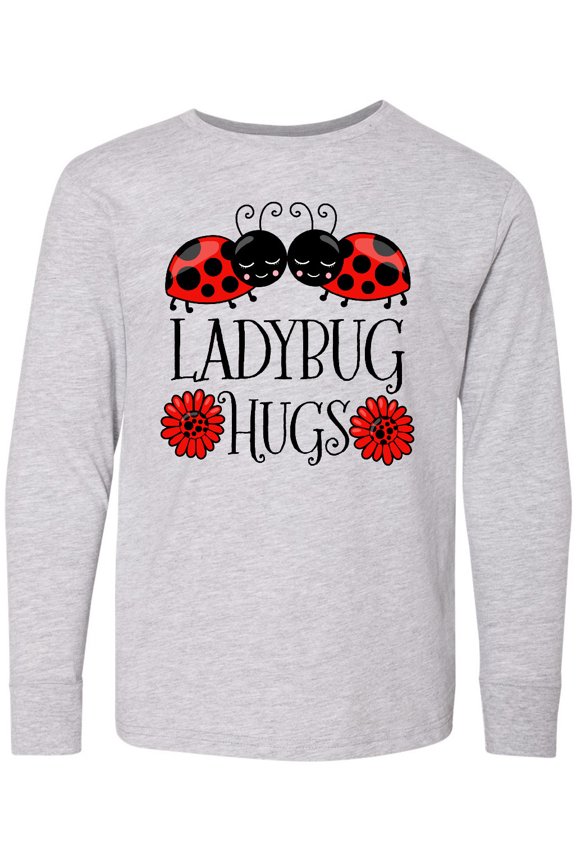 Ladybug Hugs Cute Pair of Ladybugs Long Sleeve Youth T-Shirt