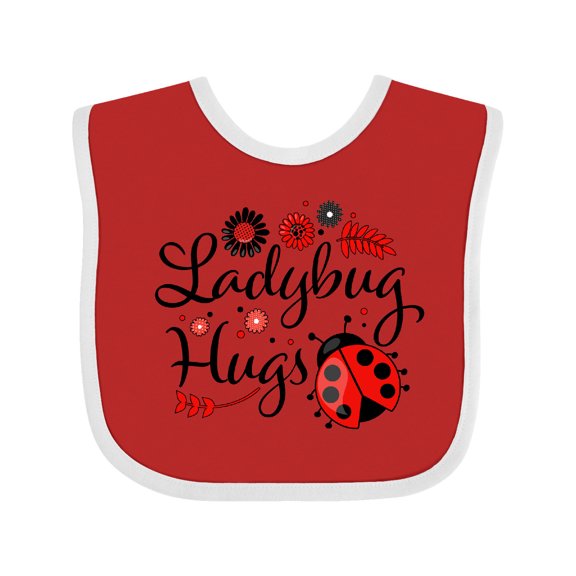 Inktastic Ladybug Hugs with Cute Ladybug and Flowers Boys or Girls Baby Bib
