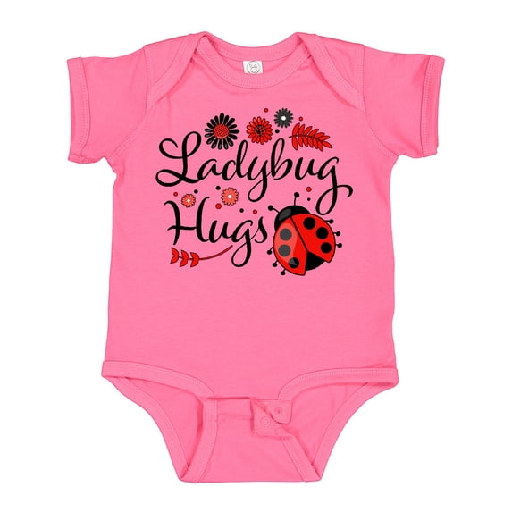 Inktastic Ladybug Hugs with Cute Ladybug and Flowers Boys or Girls Baby Bodysuit