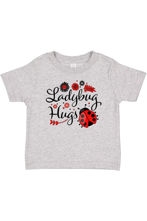 Ladybug Hugs with Cute Ladybug and Flowers Boys or Girls Baby T-Shirt