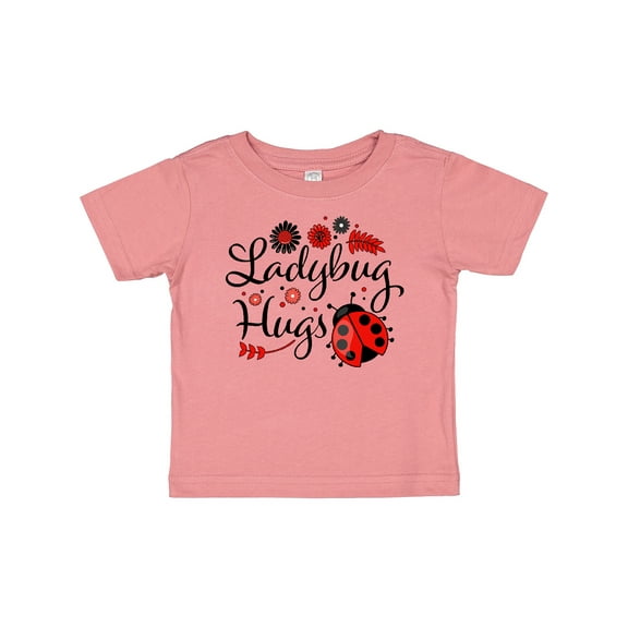 Inktastic Ladybug Hugs with Cute Ladybug and Flowers Boys or Girls Baby T-Shirt