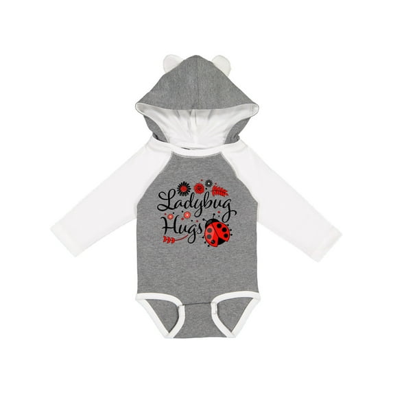 Inktastic Ladybug Hugs with Cute Ladybug and Flowers Boys or Girls Long Sleeve Baby Bodysuit