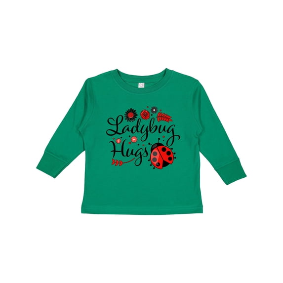 Inktastic Ladybug Hugs with Cute Ladybug and Flowers Boys or Girls Long Sleeve Toddler T-Shirt