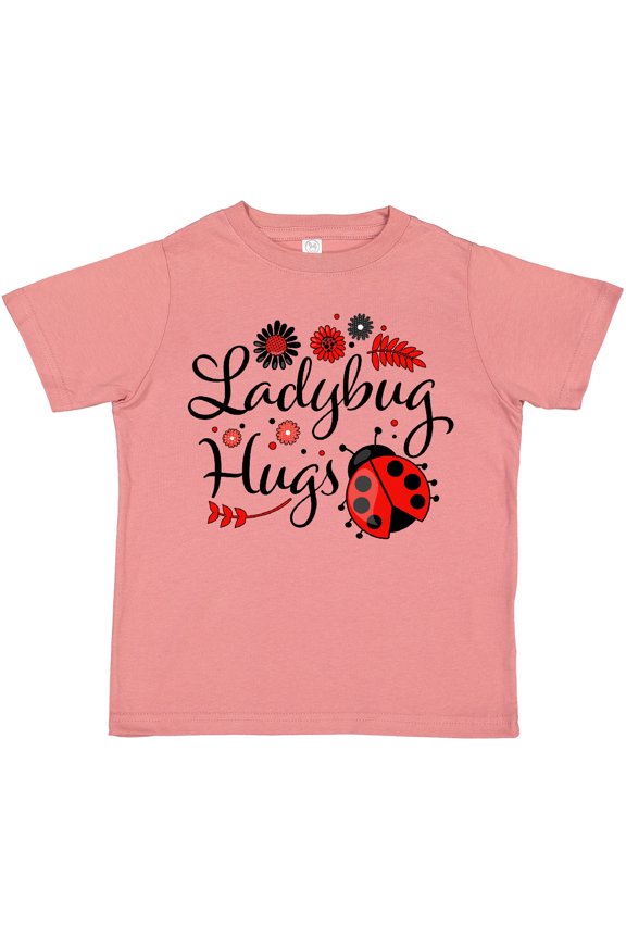 Ladybug Hugs with Cute Ladybug and Flowers Boys or Girls Toddler T-Shirt