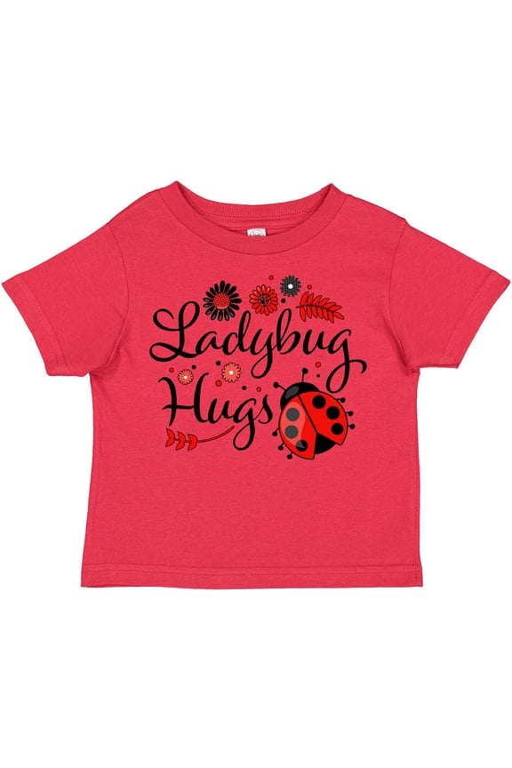 Ladybug Hugs with Cute Ladybug and Flowers Boys or Girls Toddler T-Shirt