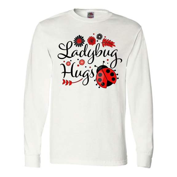 Inktastic Ladybug Hugs with Cute Ladybug and Flowers Long Sleeve T-Shirt