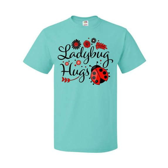 Inktastic Ladybug Hugs with Cute Ladybug and Flowers T-Shirt