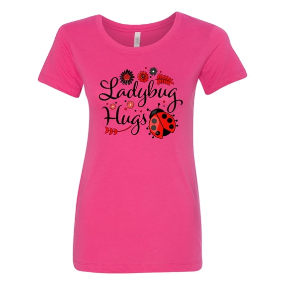 Inktastic Ladybug Hugs with Cute Ladybug and Flowers Women's T-Shirt