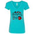 thumbnail image 1 of Inktastic Ladybug Hugs with Cute Ladybug and Flowers Women's V-Neck T-Shirt, 1 of 5