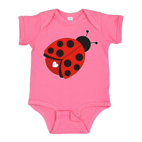 Inktastic Ladybug with a White Heart Girls Baby Bodysuit