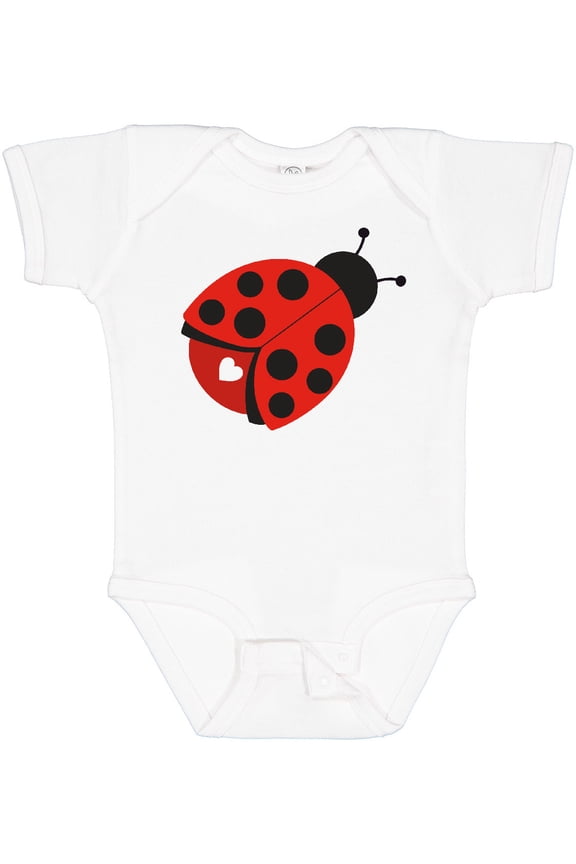 Ladybug with a White Heart Girls Baby Bodysuit