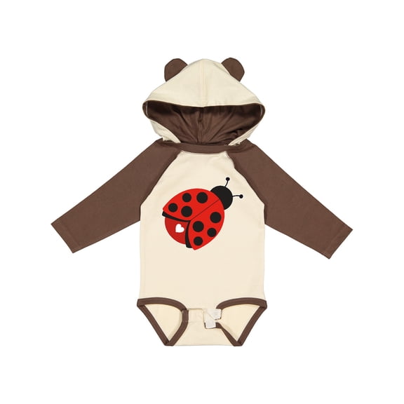 Inktastic Ladybug with a White Heart Girls Long Sleeve Baby Bodysuit