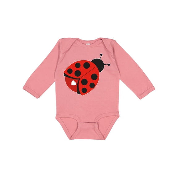 Inktastic Ladybug with a White Heart Girls Long Sleeve Baby Bodysuit