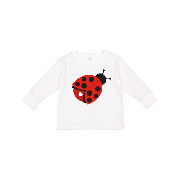 Inktastic Ladybug with a White Heart Girls Long Sleeve Toddler T-Shirt