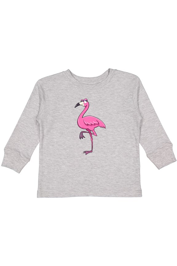 Ladylike Flamingo Boys or Girls Long Sleeve Toddler T-Shirt