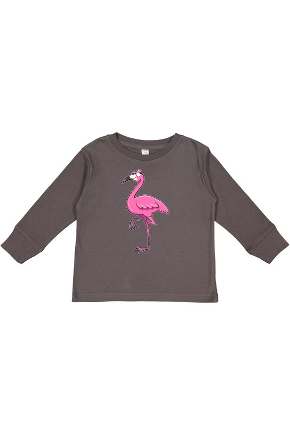 Ladylike Flamingo Boys or Girls Long Sleeve Toddler T-Shirt