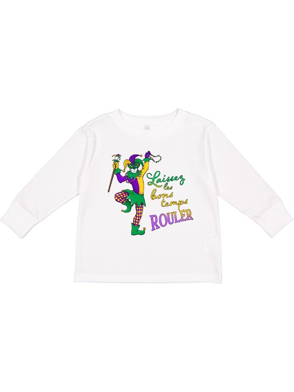 Laissez Les Bon Temps Rouler Let the Good Times Roll Mardi Gras Jester Boys or Girls Long Sleeve Toddler T-Shirt