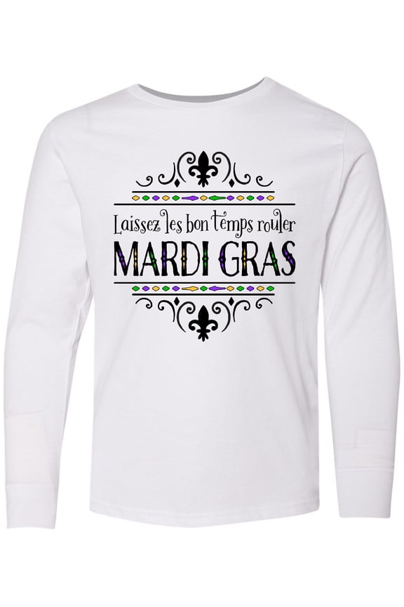 Laissez Les Bon Temps Rouler Mardi Gras Long Sleeve Youth T-Shirt