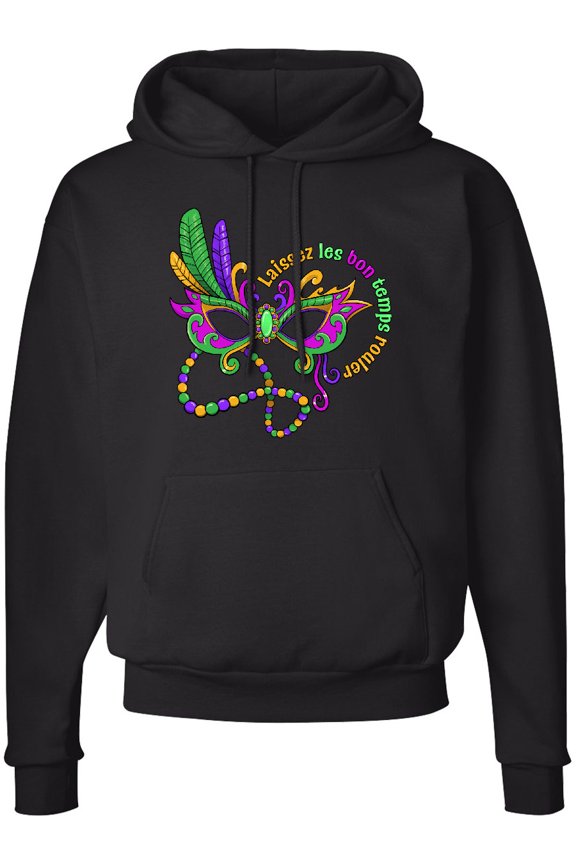 Laissez Les Bon Temps Rouler Mardi Gras Mask Adult Hoodie Sweatshirt