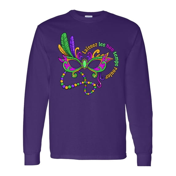 Inktastic Laissez Les Bon Temps Rouler Mardi Gras Mask Long Sleeve T-Shirt