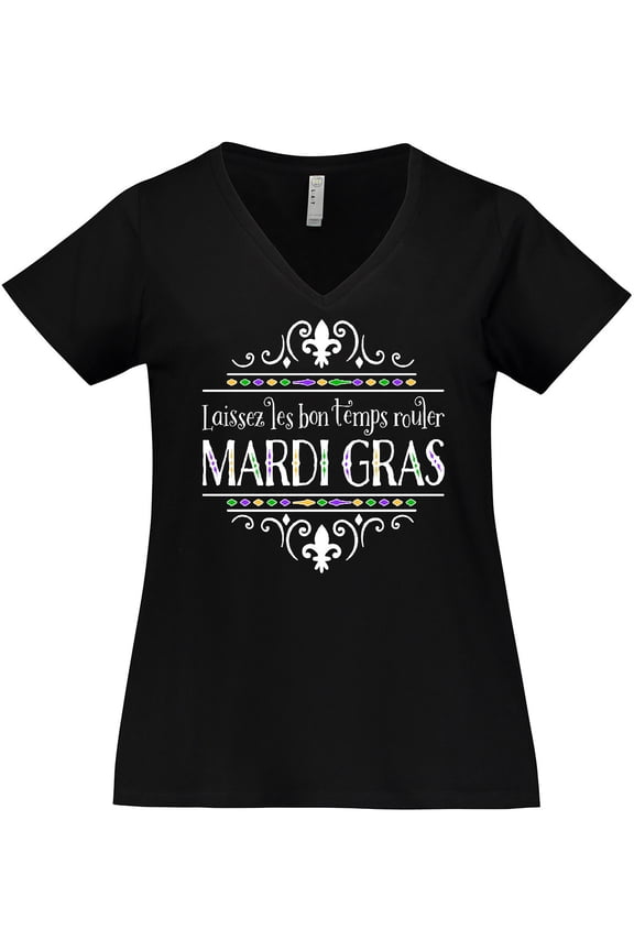 Laissez Les Bon Temps Rouler Mardi Gras Women's Plus Size V-Neck T-Shirt