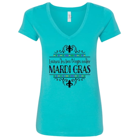 Inktastic Laissez Les Bon Temps Rouler Mardi Gras Women's V-Neck T-Shirt