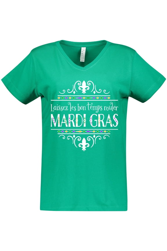 Laissez Les Bon Temps Rouler Mardi Gras Women's V-Neck T-Shirt