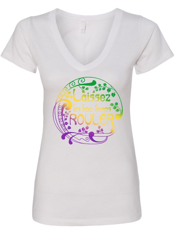 Laissez Les Bon Temps Rouler Mardi Gras Women's V-Neck T-Shirt